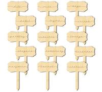 arricraft 15 Pcs Wood Siamese Text Plant Labels, 15 Styles Herbal Name Tags Garden Labels with Herbal Text Wooden Markers for Indoor and Outdoor Plants Herbs Seed Potting