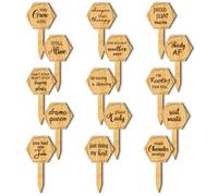 arricraft 15 Pcs Wooden Plant Tags, Fun Text Waterproof Garden Stake Labels Proverbs Plant Markers with Text for Vegetable Fruit Potted Plants Nursery Markers Decorative Gifts