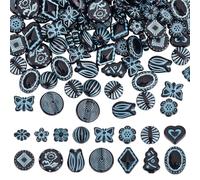 Arricraft 150 Pcs Acrylic Beads, 15 Styles Prussian Blue Opaque Flower Butterfly Heart Loose Center-Drilled Spacer Beads for Bracelet Necklace Jewelry Making Craft