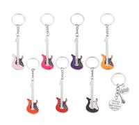 arricraft 16 Pcs 8 Styles Alloy Music Keychains, Microphone Electric Guitar Key Ring Creative Musical Instrument Pendant for Key Decoration Music Lovers Party Favors