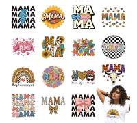 arricraft 16 Sheets Mama Iron on Decals Patches, Leopard Heart Sunflower Iron on Stickers PET Washable Heat Transfer Sticker for DIY T Shirt Jacket Mother's Day Decor