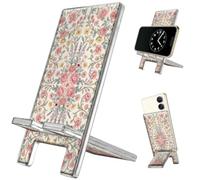 arricraft 1Pc Colorful Acrylic Phone Holder, Blooming Flowers Patterns Portable Desktop Stand Office Desktop Accessory Universal Mobile Phone Compatible Assembly Phone Stand 5.5×2.7 Inches