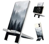 arricraft 1Pc Colorful Acrylic Phone Holder, Misty Forest Patterns Portable Desktop Stand Office Desktop Accessory Universal Mobile Phone Compatible Assembly Phone Stand 5.5×2.7 Inches