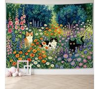 arricraft 1Pc Cute Cat Backdrop Tapestry, Cats among Flowers Patterns Photography Background Decorative Tapestry and Wall Hanging Art for Bedroom Living Room Party Porch Home Decor 79x59 Inches