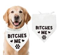 arricraft 1pc Pet Dog Bandana, 21.7"x21.7"x30.7" Bitches Me Words Paw Pattern Adjustable Cotton Triangle Pet's Bandana Washable Scarf Bibs Printed Chief for Large Dogs and Pets