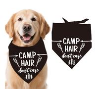 arricraft 1pc Pet Dog Bandana, 21.7"x21.7"x30.7" Camp Hair Don't Care Words Pattern Adjustable Cotton Triangle Pet's Bandana Washable Scarf Bibs Printed Chief for Large Dogs and Pets