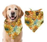 arricraft 1pc Pet Dog Bandana, 21.7"x21.7"x30.7" Colorful Hand-Drawn Sunflower Pattern Adjustable Cotton Triangle Pet's Bandana Washable Scarf Bibs Printed Chief for Large Dogs and Pets