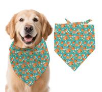 arricraft 1pc Pet Dog Bandana, 21.7"x21.7"x30.7" Flower Oranges Repeated Pattern Adjustable Cotton Triangle Pet's Bandana Washable Scarf Bibs Printed Chief for Spring Summer Large Dogs and Pets