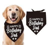 arricraft 1pc Pet Dog Bandana, 21.7"x21.7"x30.7" Happy Birthday Dad Words Pattern Adjustable Cotton Triangle Pet's Bandana Washable Scarf Bibs Printed Chief for Large Dogs and Pets