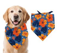 arricraft 1pc Pet Dog Bandana, 21.7"x21.7"x30.7" Hawaiian Flower Leaves Repeated Pattern Adjustable Cotton Triangle Pet's Bandana Washable Scarf Bibs Printed Chief for Large Dogs and Pets