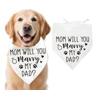 arricraft 1pc Pet Dog Bandana, 21.7"x21.7"x30.7" Mom Will You Marry My Dad Words Pattern Adjustable Cotton Triangle Pet's Bandana Washable Scarf Bibs Printed Chief for Large Dogs and Pets