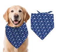 arricraft 1pc Pet Dog Bandana, 21.7"x21.7"x30.7" Ocean Shark Repeated Pattern Adjustable Cotton Triangle Pet's Bandana Washable Scarf Bibs Printed Chief for Spring Summer Large Dogs and Pets