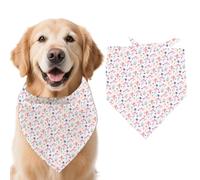 arricraft 1pc Pet Dog Bandana, 21.7"x21.7"x30.7" Pink Dolphin Repeated Pattern Adjustable Cotton Triangle Pet's Bandana Washable Scarf Bibs Printed Chief for Spring Summer Large Dogs and Pets