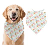 arricraft 1pc Pet Dog Bandana, 21.7"x21.7"x30.7" Starfish Shell Repeated Pattern Adjustable Cotton Triangle Pet's Bandana Washable Scarf Bibs Printed Chief for Spring Summer Large Dogs and Pets