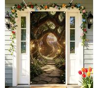 arricraft 1Pc Treehouse Theme Polyester Door Cover, 72.83"x35.43" The Magical Forest Library Pattern Backdrop Banner Doors Porch Sign Photography Background for Party Porch Home Decor Accessories