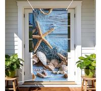 arricraft 1pc Underwater Shells Polyester Door Cover, 72.83"x35.43" Starfish Shell Pattern Backdrop Banner Door Porch Sign Photography Background for Party Porch Home Decor Accessories