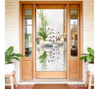 arricraft 1Pc Welcome Home Theme Polyester Door Cover, 72.83"x35.43" Zen Stone White Orchid Pattern Backdrop Banner Doors Porch Sign Photography Background for Party Porch Home Decor Accessories