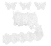 arricraft 2.5 Yards(2.286m) 3D White Butterfly Pearl Lace Trim, 6.8cm Wide White Butterfly Embroidery Organza Lace Ribbon Edging Trimmings for Sewing and Bridal Wedding Garment Accessories