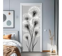 arricraft 2 Pcs 3D Self-Adhesive Door Sticker, 31.5"x78.7" Black and White Dandelion Pattern Door Murals Stickers PVC Removable Wallpaper Decoration for Bedrooms Living Room