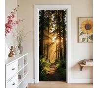 arricraft 2 Pcs 3D Self-Adhesive Door Sticker, 31.5"x78.7" Red Rose Wood Grain Texture Door Decorations Door Murals Stickers PVC Removable Wallpaper Decoration for Bedrooms Living Room