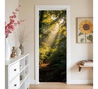 arricraft 2 Pcs 3D Self-Adhesive Door Sticker, 31.5"x78.7" Sun in The Forest Decorations Door Murals Stickers PVC Removable Wallpaper Decoration for Bedrooms Living Room