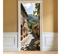arricraft 2 Pcs 3D Self-Adhesive Door Sticker, 31.5"x78.7" Tuscany Italy Natural Scenery Door Decorations Door Murals Stickers PVC Removable Wallpaper Decoration for Bedrooms Living Room