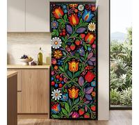 arricraft 2 Pcs 3D Self-Adhesive Refrigerator Door Sticker, 31.5"x78.7" Eden Themed Floral Design Fridge Door Murals Stickers PVC Removable Wallpaper Decoration for Kitchen Bar Home Door Decor