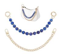 arricraft 2 Pcs Bag Strap Extenders, 2 Styles Blue Round Resin Imitation Gemstone Beaded Bag Decorative Chains and Iron Curb Chain Short Bag Straps Sets for Shoulder Cross Body Bags Handbag Crafts