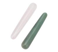 arricraft 2 Pcs Crystal Massage Wands, Natural Rose Quartz/Green Aventurine Wands Crystal Massage Sticks Gua Sha Stone for Face, Eyes, Full Body Relaxation