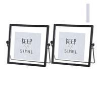 arricraft 2 Pcs Double Glass Frame for Pressed Flowers Handmade, Black Metal Tabletop Photo Frame for Floating Picture Press Standing Display Set 6.5x2.2x6 Inches