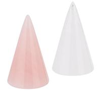 arricraft 2 Pcs Natural Stone Modern Cone Ring Holder, Natural Quartz Crystal and Rose Quartz Jewelry Ring Display Holder Finger Ring Stand for Ring Display Support Holder Wedding