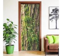 arricraft 2 Pcs Nature Wall Art Decor Self-Adhesive Door Sticker, 31.5"x78.7" Moss Covered Tree Bark Texture Decoration Door Murals Stickers PVC Removable Wallpaper Decoration for Bedrooms Living Room