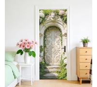 arricraft 2 Pcs PVC Door Decorative Stickers, Baroque Style Stone Carved Door Patterns Removable Mural Wallpaper Self-Adhesive Door Decal for Home Decor 15.74x78.74 Inches