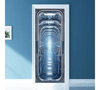 arricraft 2 Pcs Self-Adhesive 3D Door Sticker, 31.5"x78.7" Time Portal Spaceship Passageway Decorations Door Murals Stickers PVC Removable Wallpaper Decoration for Bedrooms Living Room