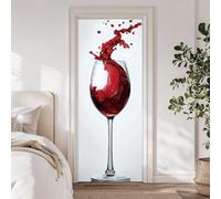 arricraft 2 Pcs Self-Adhesive 3D Door Sticker, 31.5"x78.7" Wine Glass Red Wine Pattern Decorations Door Murals Stickers PVC Removable Wallpaper Decoration for Bedrooms Living Room