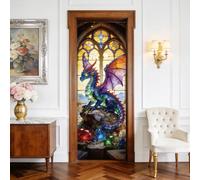 arricraft 2 Pcs Self-Adhesive Door Sticker, Gemstones Dragon | 31.5x78.7inch Door Murals Stickers PVC Removable Wallpaper Decoration for Home Bedroom Living Room