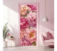 arricraft 2 Pcs Self-Adhesive Door Stickers, 31.5"x78.7" Pink September Peony Pattern Door Murals Stickers PVC Doors Removable Wallpaper Decoration for Bedrooms Living Room Home Decoration