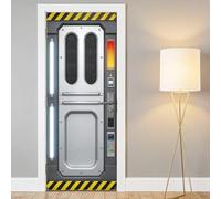 arricraft 2 Pcs Spaceship Theme Self-Adhesive Door Sticker, 31.5"x78.7" Outer Space Galaxy Alien Decorations Door Murals Stickers PVC Removable Wallpaper Decoration for Bedrooms Living Room