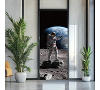 arricraft 2 Sheets Self-Adhesive Door Sticker, 80cmx200cm/31.5x78.7inch Astronaut Moon Earth Door Murals Stickers PVC Removable Wallpaper Decoration for Bedrooms Living Room