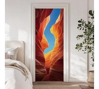 arricraft 2 Sheets Self-Adhesive Door Sticker, 80cmx200cm/31.5x78.7inch Canyon Scenery Rocky Cliffs Door Murals Stickers PVC Removable Wallpaper Decoration for Bedrooms Living Room