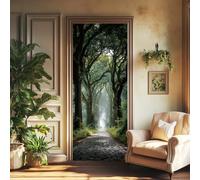 arricraft 2 Sheets Self-Adhesive Door Sticker, 80cmx200cm/31.5x78.7inch Nature Tree Shadow Path Door Murals Stickers PVC Removable Wallpaper Decoration for Home Bedrooms Living Room