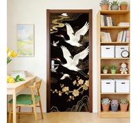arricraft 2 Sheets Self-Adhesive Door Sticker, 80cmx200cm/31.5x78.7inch Red Crowned Cranes Pattern Door Murals Stickers PVC Removable Wallpaper Decoration for Bedrooms Living Room