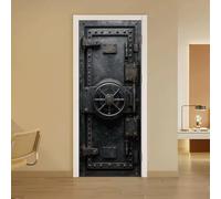 arricraft 2 Sheets Self-Adhesive Door Sticker, 80cmx200cm/31.5x78.7inch Vintage Bank Vault Door Murals Stickers PVC Removable Wallpaper Decoration for Bedrooms Living Room