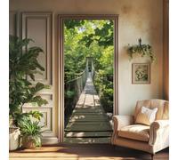 arricraft 2 Sheets Suspension Bridge Self-Adhesive Door Sticker, 80cmx200cm/31.5x78.7inch Bridge Pattern Door Murals Stickers PVC Removable Wallpaper Decoration for Bedrooms Living Room