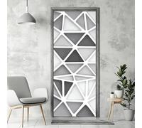 arricraft 2 Sheets White Gray Blocks Self-Adhesive Door Sticker, 80cmx200cm/31.5x78.7inch Triangular Color Blocks Door Murals Stickers PVC Removable Wallpaper Decoration for Bedrooms Living Room