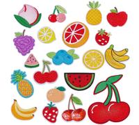 arricraft 20 Pcs Fruit Iron on Patches, 20 Styles Cherry Lemon Pineapple Watermelon Banana Strawberry Embroidered Appliques for Clothing DIY Accessories Clothes Decoration Patches