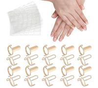 arricraft 20 Pcs Golden Nail Rings, Adjustable Brass False Nail Rings with 120 Pcs Adhesive Nail Tabs Reusable Detachable Ring for Women Fingernail Art Decoration