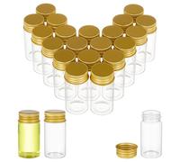 arricraft 20 Pcs Mini Glass Bottles with Golden Screw Caps, 25ml Transparent Glass Jars Clear Bottles Mini Vials Containers for DIY Craft Storage Cosmetic Jewelry (Gold Caps)