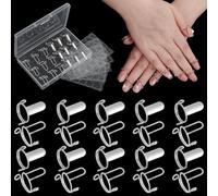 arricraft 20 Pcs Platinum Nail Rings, Adjustable Brass False Nail Rings with 120 Pcs Adhesive Nail Tabs Reusable Detachable Ring for Women Fingernail Art Decoration