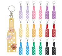 arricraft 20 Pcs Shoe Charm Keychain Holder, 10 Colors Luggage Tag Hole Keychain PVC Shoe Charms Decoration Cute Soft Key Chain Ring for Marking the Items